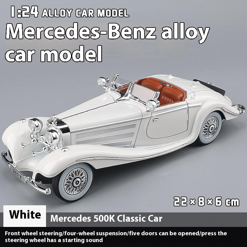 

1:24 Mercedes Benz 500K Classic Car Metal Alloy Diecast Model Toys For Kids Hight Simulation Vehicle Model Collection Boys Gift белый