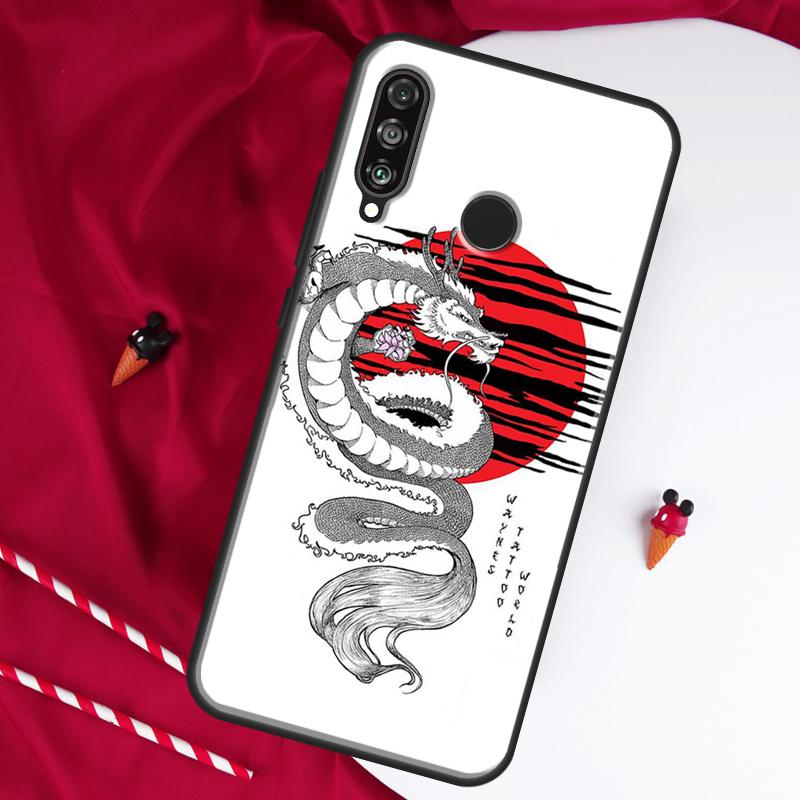 Japanese Dragon Style For Huawei Nova Y61 Y70 Y90 Y60 Y72 Y91 12s 12i 11i 7i 8i 9 10 SE P60 Pro P30 P40 Lite Case