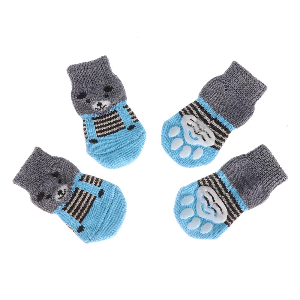 4Pcs/set Paw Protectors Candy Color Pet Supplies Puppy Boots Anti-Slip Dog Shoes Knitted Socks