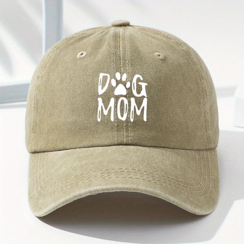 Classic washed retro dog mom printed baseball cap, outdoor casual sports sun hat, adjustable soft top duckbill cap