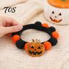 Festive Halloween Pet Collar Pom-pom Cat Collar, Adjustable Cute Pumpkin Bat Witch Dog Hook And Loop Orange Black Pom-poms for Cats Dogs Soft