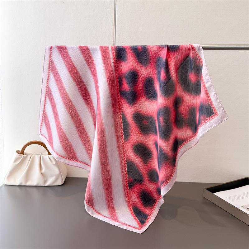 

Leopard Printed Luxury 70cm Square Silk Women s Scarf Satin Scarves Daily Outfits Shawl Designer Headband Hijab Bandana Wrap 70x70cm