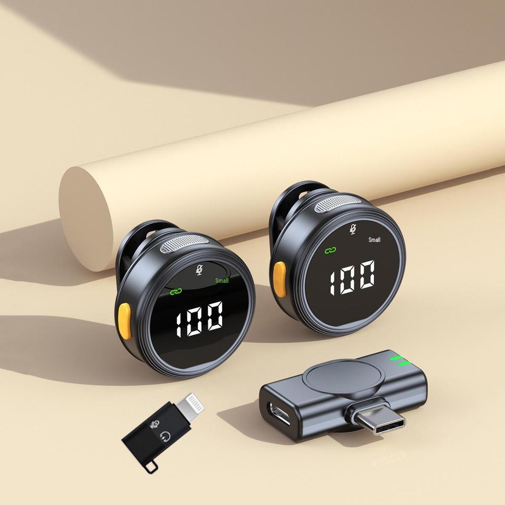 H25 Wireless Clip-On Microphone: Noise Reduction, Outdoor Video/Live Broadcast, Digital Display, Compact Size.