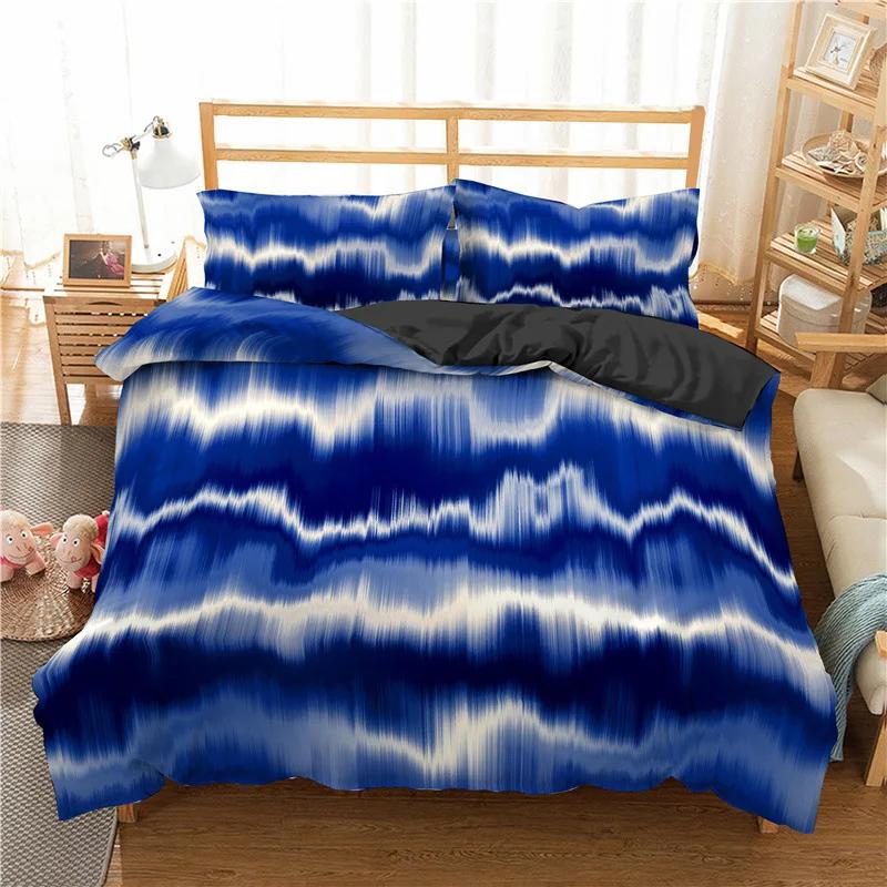 Blue Bedclothes Winter Comforter Bedding Set Bed Linens Duvet Cover King Size Pillow Cases Modern Simple Bedroom Set Cover Hot