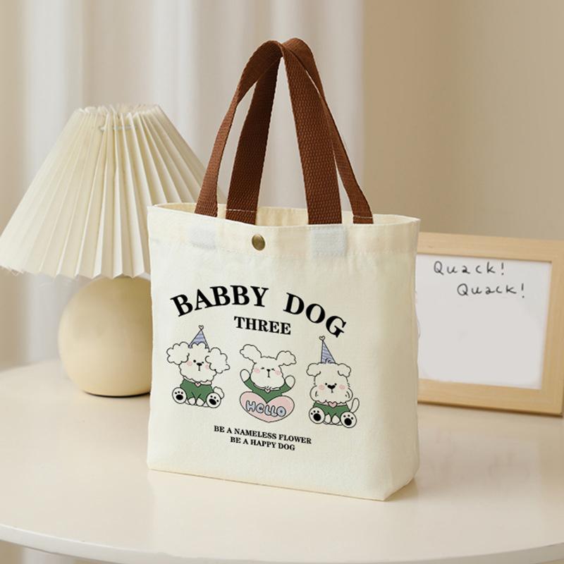 Petit sac à main polyvalent, joli sac en toile de dessin animé, sac à lunch pour étudiante, sac fourre-tout simple, sac à lunch pour employé de bureau