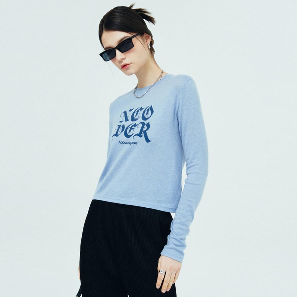 Uncover Ncover Roman Typo Long Sleeve-Blue Free