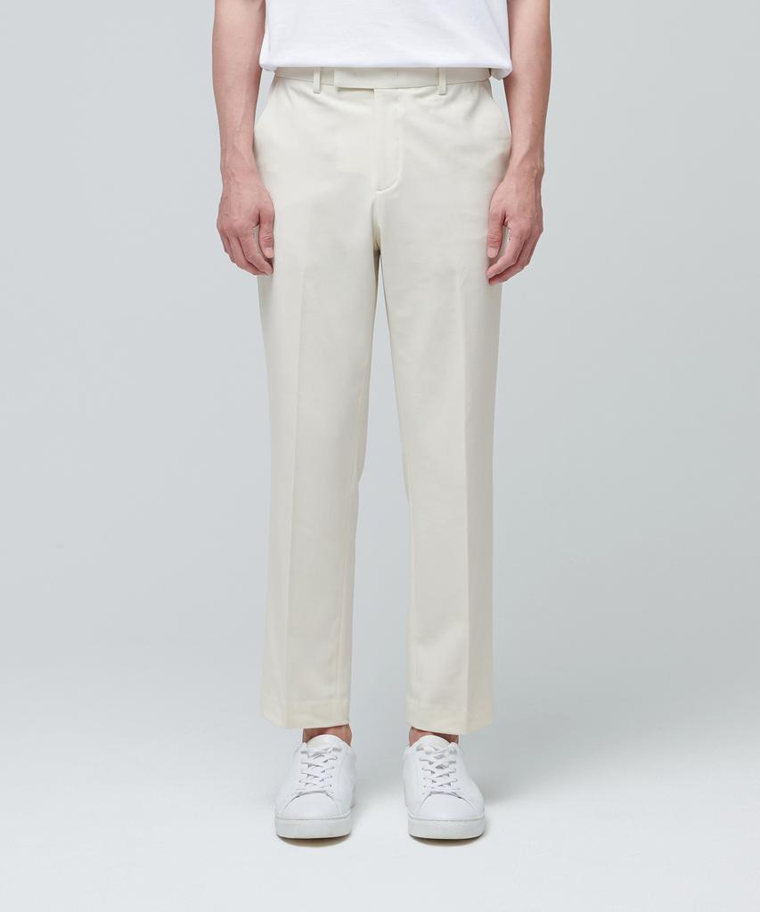 MUSINSA STANDARD Relaxed Tapered Hidden Banding Crop Slacks [Cream]