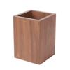 Black Walnut Wooden Square Desk Pen Holder