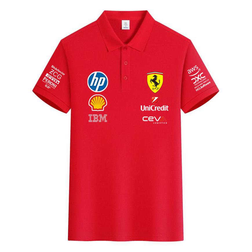 Ferrari Summer Pure Cotton F1 Racing Team Uniform T-shirt Short Sleeved Ferrari Polo Shirt Versatile Top