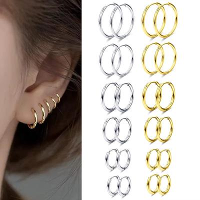 6 Paare 6 Größen 18G Kleine Creolen Winziger Knorpel Helix Daith Tragus Huggie Ohrringe Ohrlochschmuck Schläfer Ohrringe