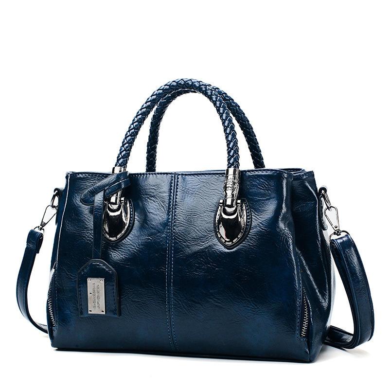 Women Shoulder Bag New Retro Bag Oil Wax PU Leather Handbag Shoulder Crossbody Bag