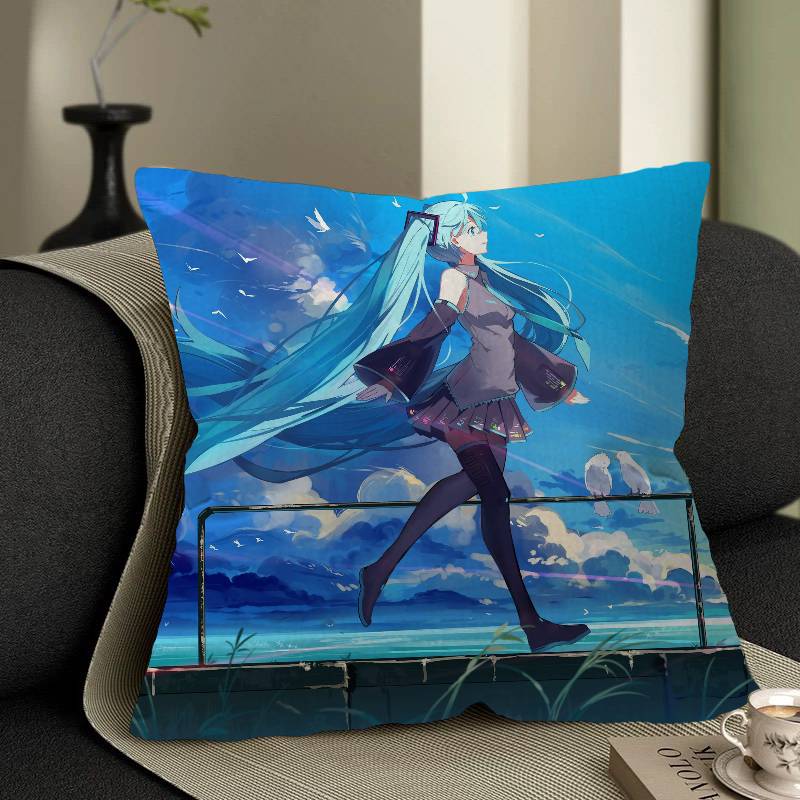Music H-Hatsune Girl M-Mikues Cushion Cover Pillowcase Upholstery Sofa Throw Pillow Home Decor Pillowcas