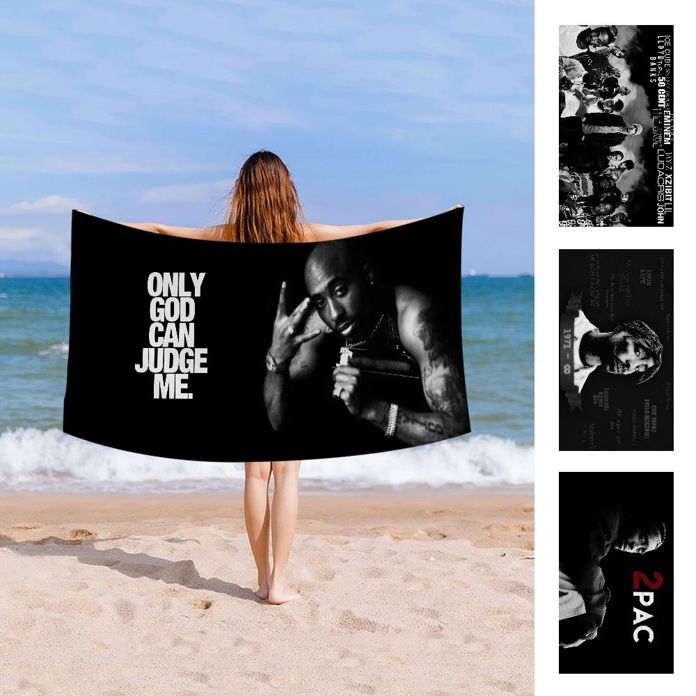2PAC hip -hop singer Microfiber Beach Towel Absorbent Quick dry Soft Yoga Swimming Resort Mountain Climbing Towel