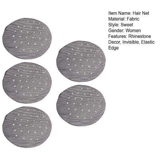 5Pcs Hair Net Rhinestone Decor Invisible Elastic Edge Hollow See-through Hair Fixing Anti-slip Ballet Dance