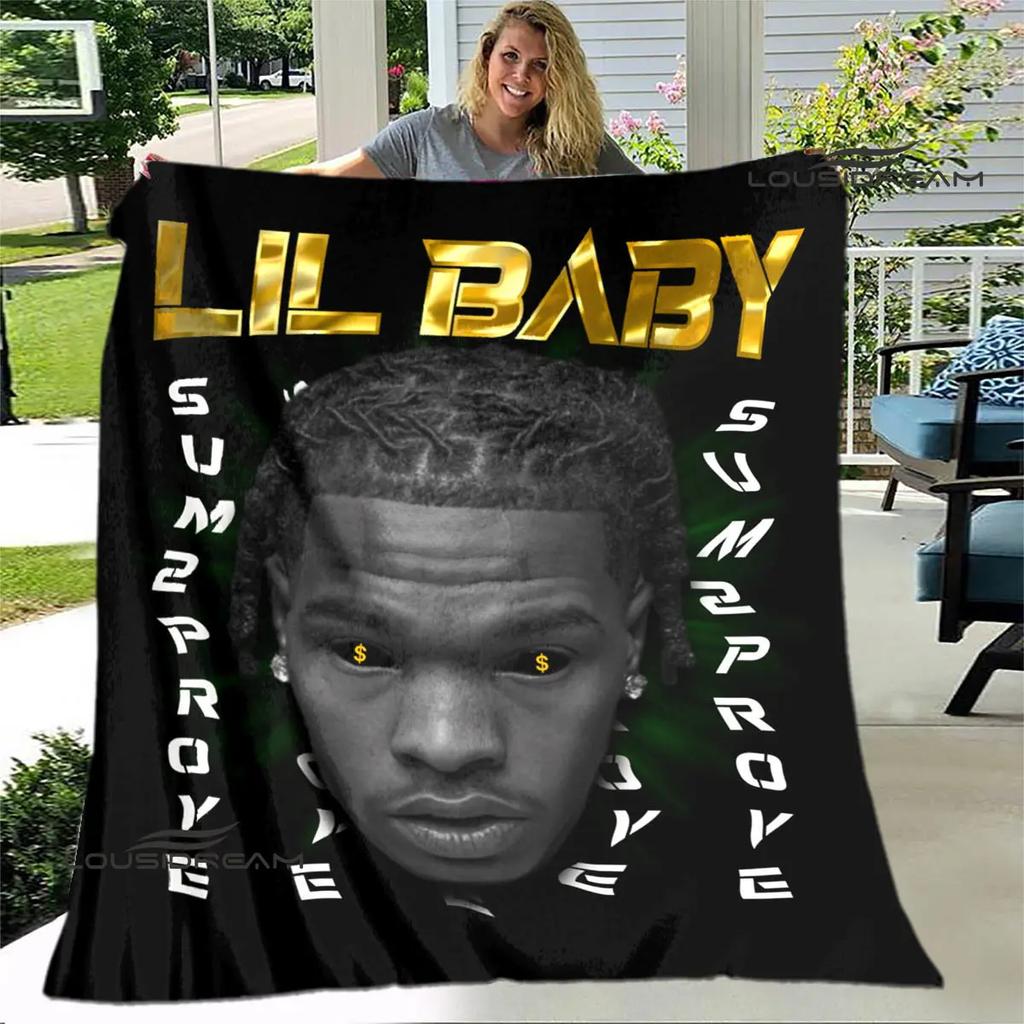 Hip -hop Singer Lil Baby Printing Blanket Children's Warm Blanket T Flange Blanket Home Travel Blanket Bed Linings Birthday Gift