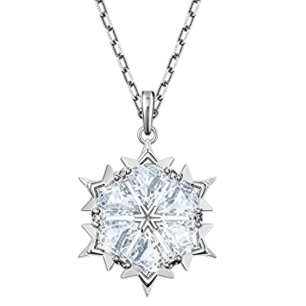 Winter Snowflake Necklace: Elegant Clavicle Chain for Sweaters in Korean Style.