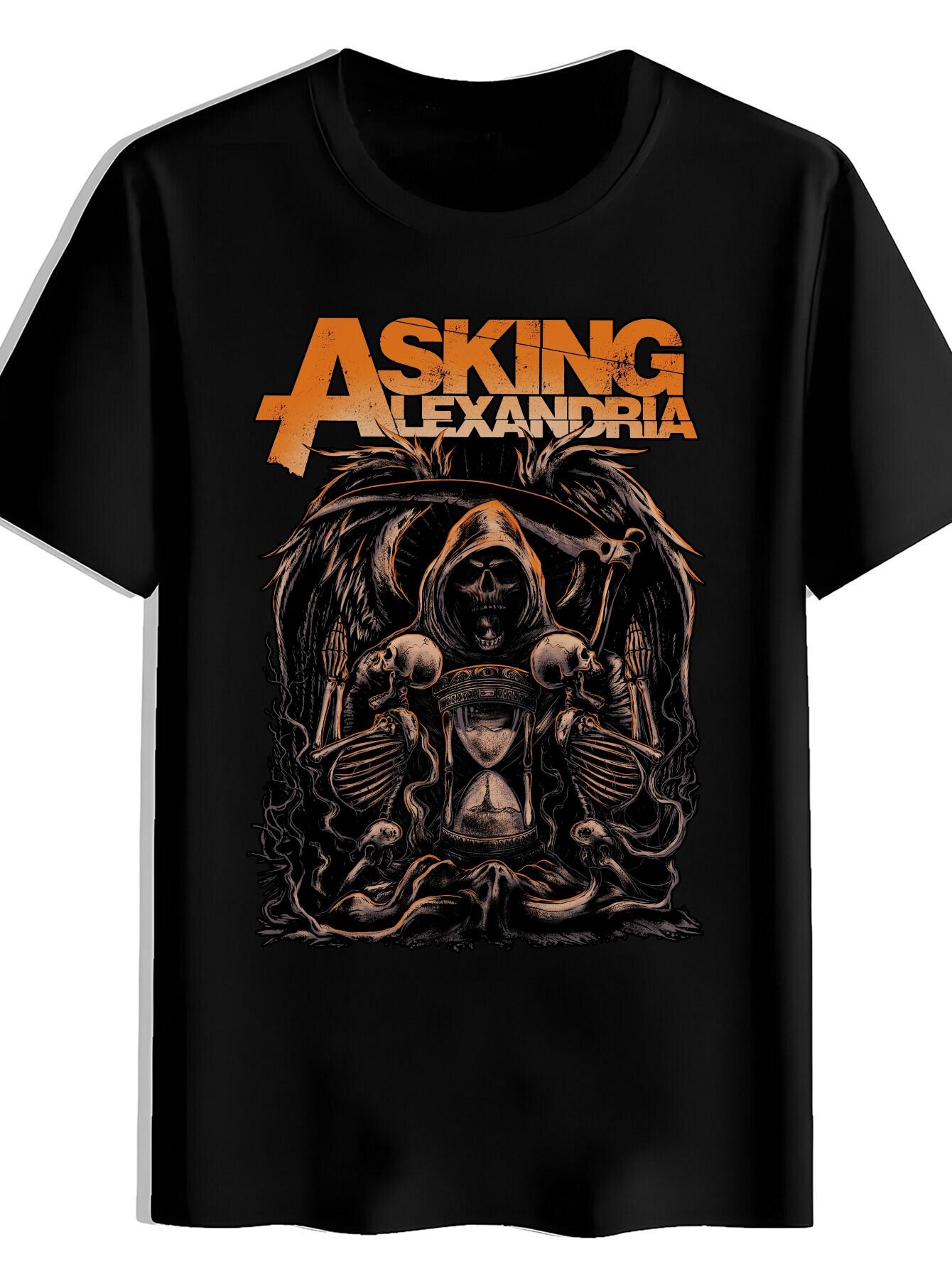 T-shirt A Short-Sleeved Round-Neck Featuring a Vintage Rock Band Print XXXL