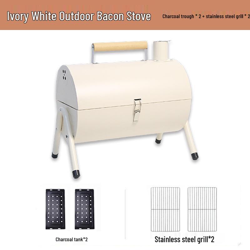 

Portable Double-Sided Outdoor Charcoal BBQ Grill with Chimney