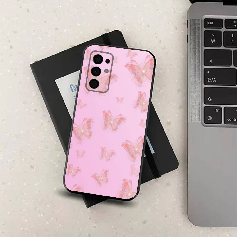 Pink Butterfly Pattern For Samsung Galaxy A73,31,Note,22,71,53,32,72,41,8,9,52,J7,Soft Black Silicone Cover Case