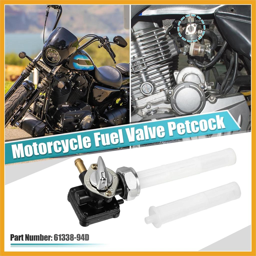 Motorcycle Fuel Valve Petcock with Male Thread 61338-94D for Harley FXST FLST FXD FLT 95-01 for 1340cc for Harley Vacuumed Petcock Valve Switch Gas