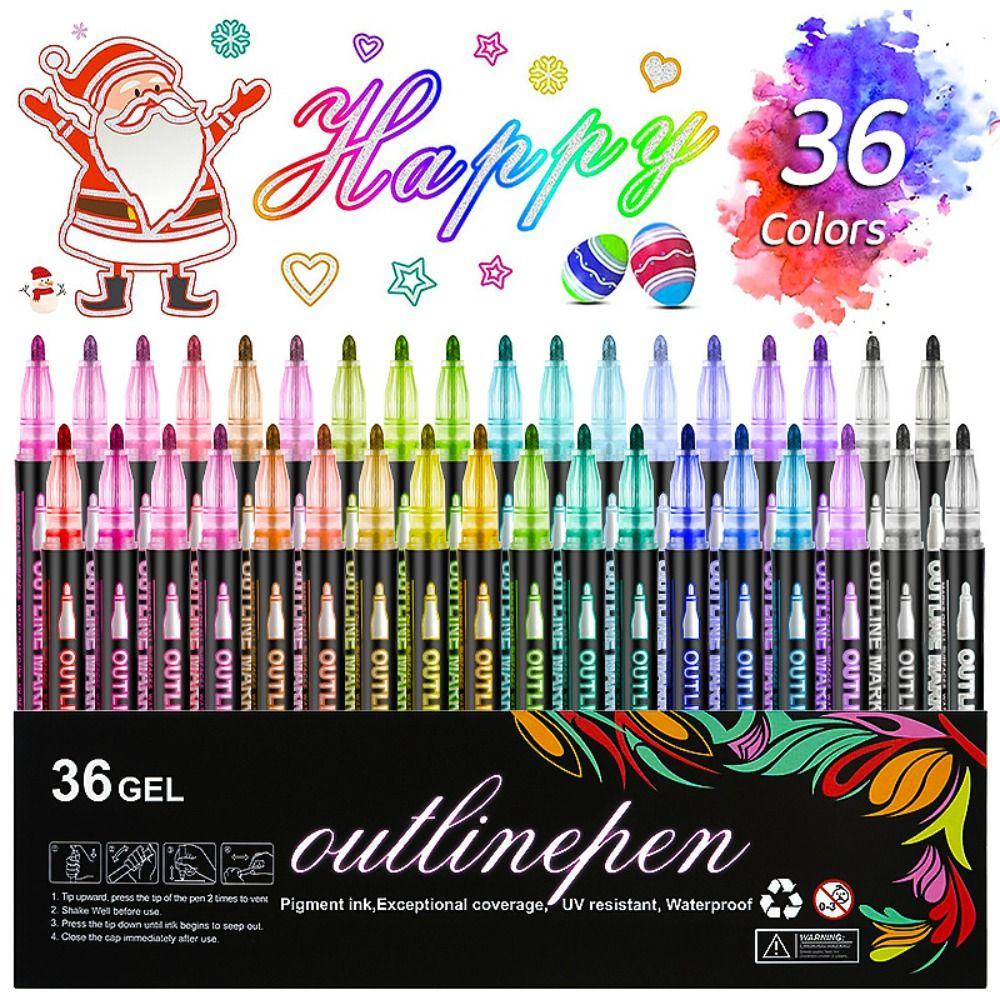 Magic Contour Outline Pen Set Hand Painted Highlighter Pen Creative Double Line Pen  Christmas
