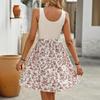 Summer Women Casual Sleeveless Floral Printed Bandage A Line Above Knee Dress