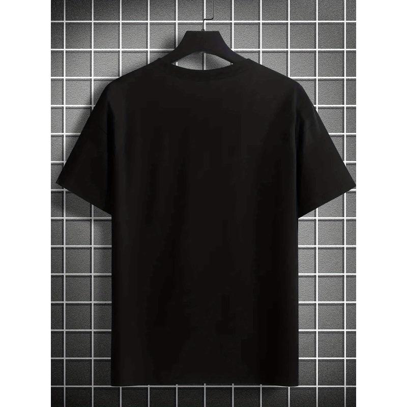 European Size 1977 Retro Alphabet Print T-Shirt for Men, Casual Crew Neck Short Sleeve Tee, Slight Stretch, Summer Fashion Top, Regular Fit