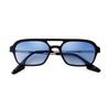 Retro Fashion Flat Top Pilot Sunglasses Women Men Brand Designer Vintage Yellow Blue Lens Flat Top Rectangle Sun Glasses S507C