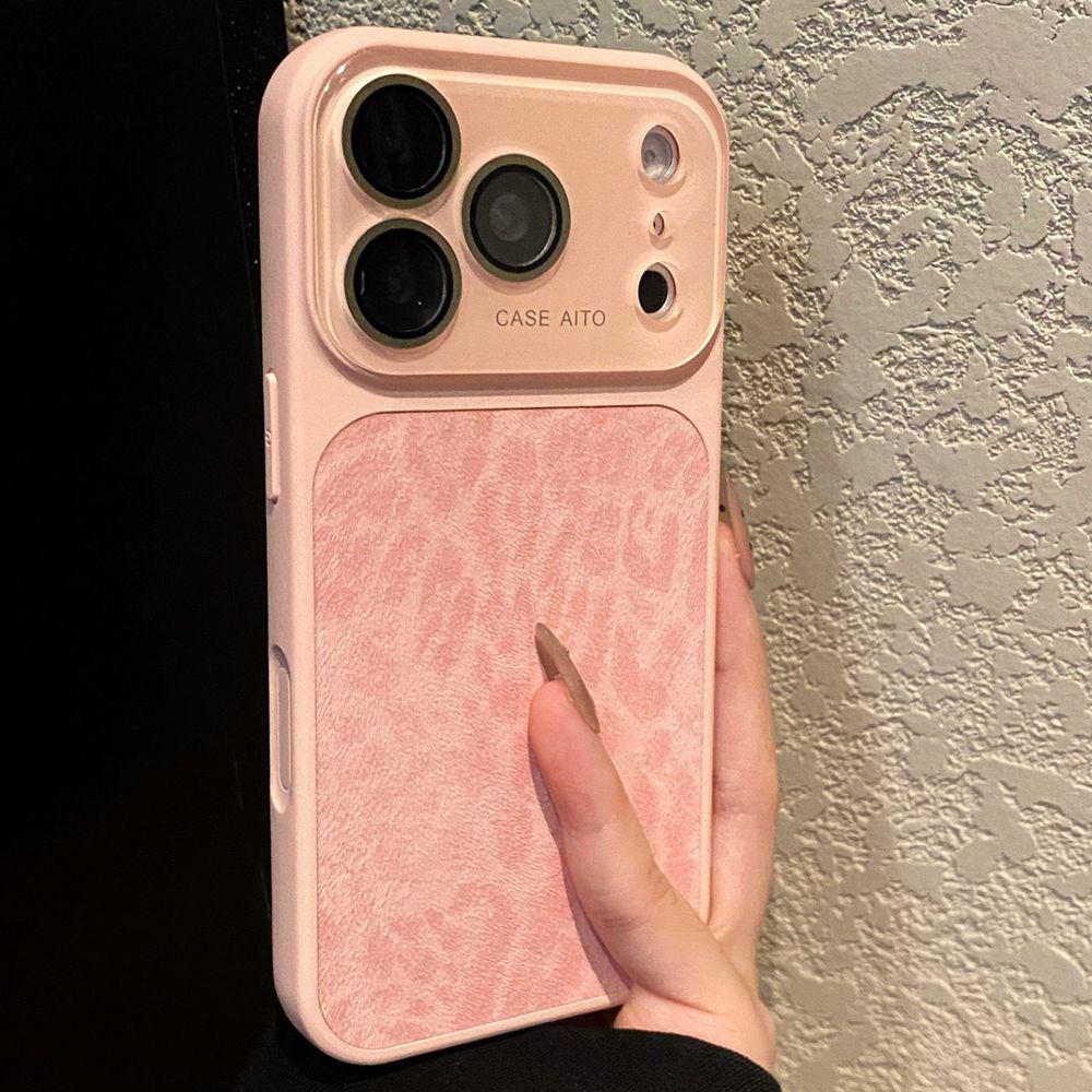 Leopard Print Leather Texture Phone Case For For Iphone 17 16 1 14 Pro Max 13 Crystal lens protection Shockproof Matte Cover