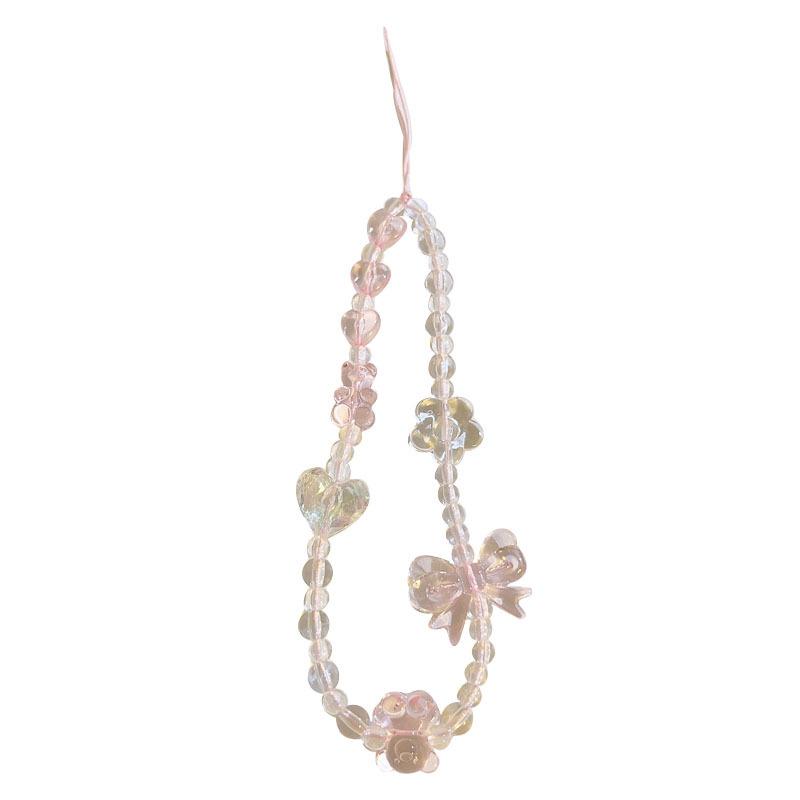 Koreański Różowy Miś Motyl Kwiat Pasek do Telefonu Urok Łańcuszek Węzeł Smycz do Telefonu Brelok Kobieta Dziewczyna Torba Zawieszka do Aparatu Do Etui