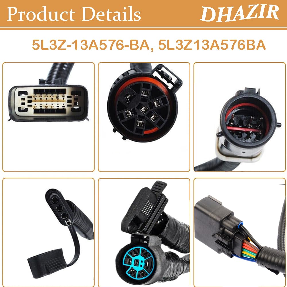 

5L3Z13A576BA Trailer Tow Hitch Wiring Harness 7 Pin Fit for 2005-2008 Ford F-150, Fit for 2006-2008 Lincoln Mark LT Replace 5L3Z-13A576-BA