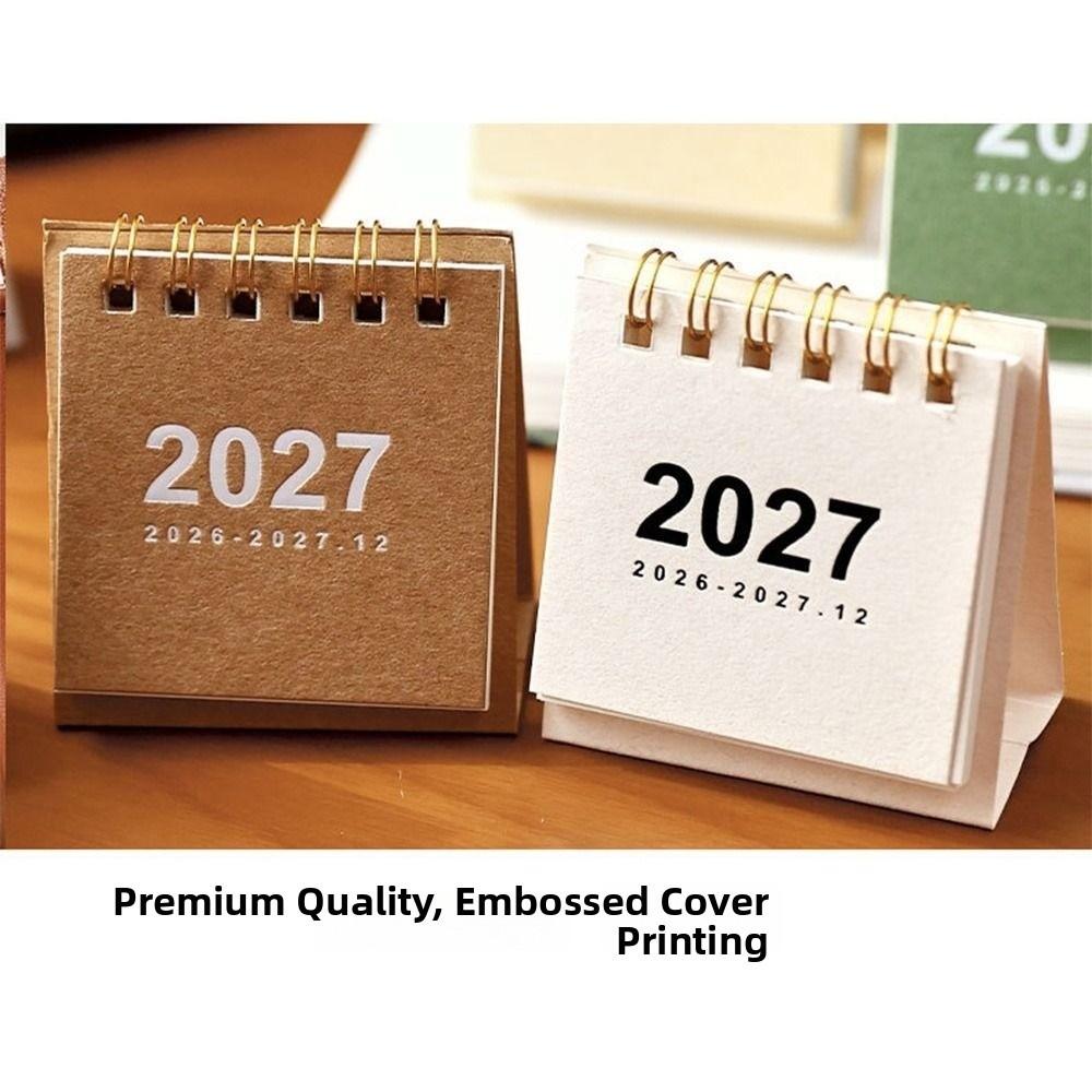 Double Coil Mini Calendar Standing Base Flip Calendar New 2027 Desk Calendar Home Office