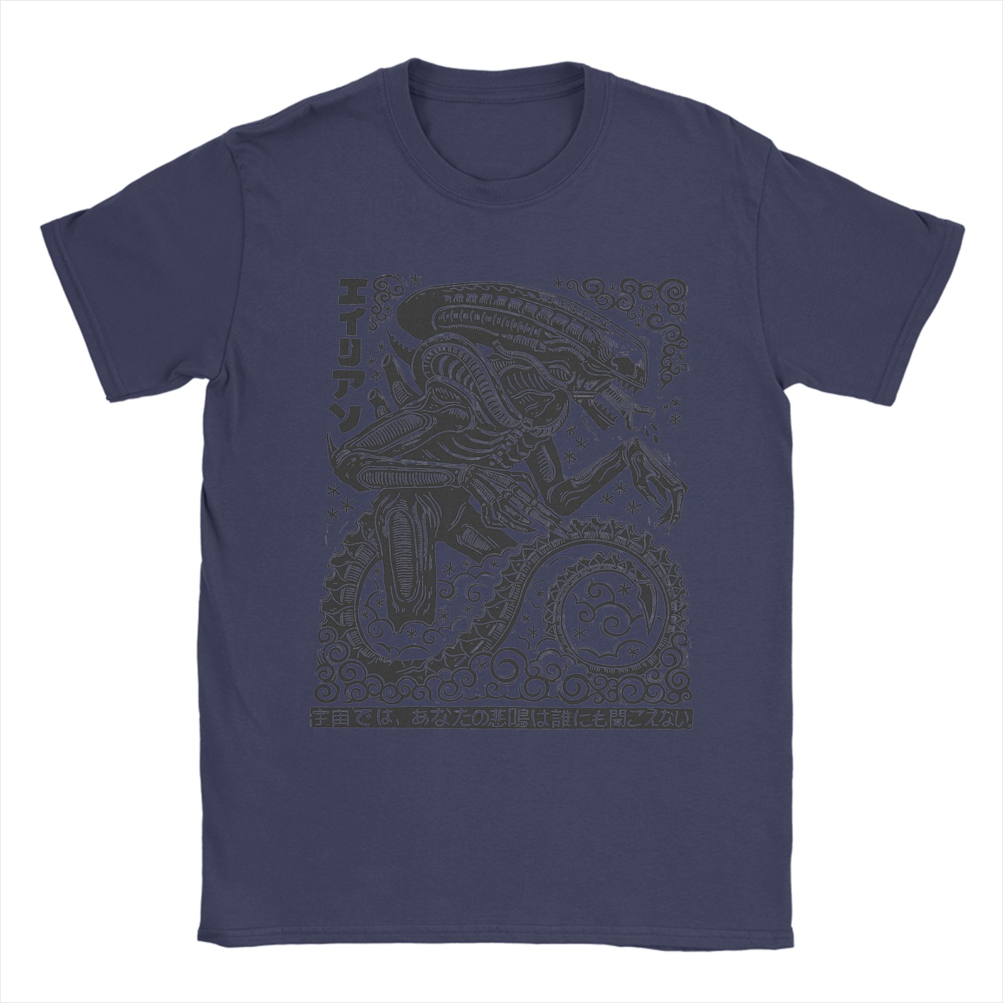

Fashion Xenomorph Linocut Alien Movie TShirt Unisex Crewneck Pure Cotton T Shirt Short Sleeve Tee Shirt Printed Clothing 4XL