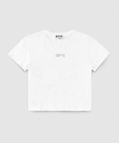 Roeve Cropped Cut Off Logo T-Shirt (White) White/Free