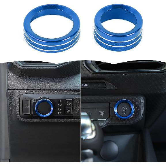 RT-TCZ Headlight Knob Cover Audio Volume Switch Cover Trim Center Console Interior Accessories for Ford Mustang 2024 2025 (Red)