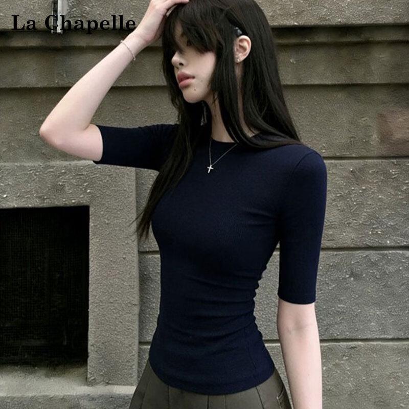 La Chapelle Women's Slim-Fit Crew Neck Half-Sleeve T-Shirt