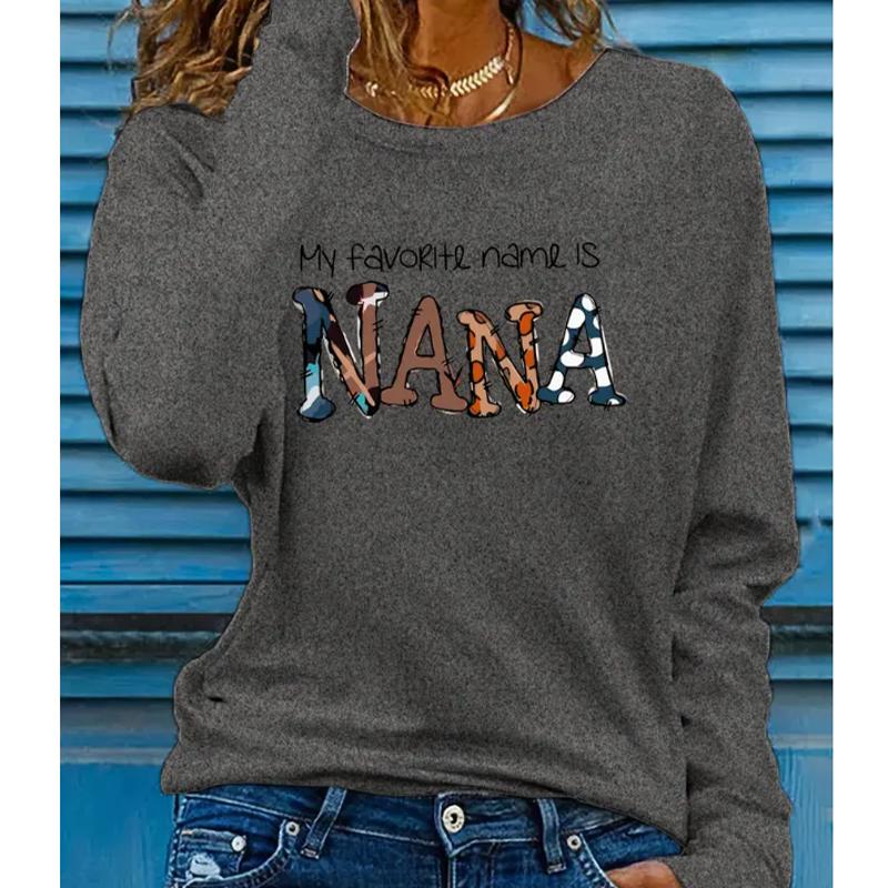 2025 Autumn & Winter Women's New Casual Crew Neck Long Sleeve Top 3D Letter Pattern