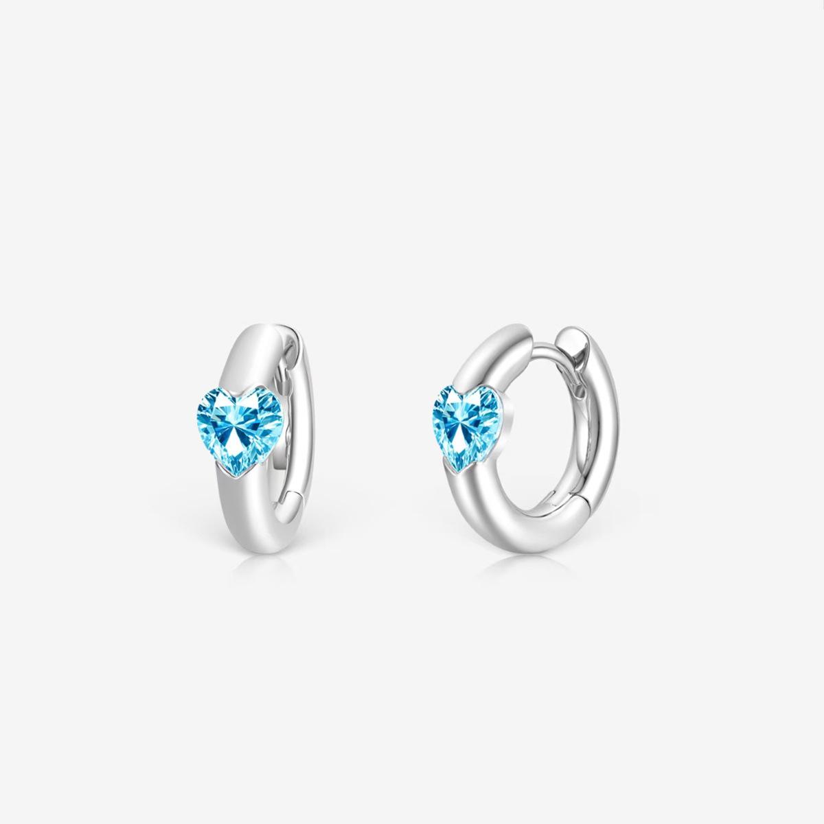 

2026 The Other Side of The Heart Fashion Temperament Versatile Blue Love Ear Buckle Light Luxury Glossy Love Diamond Earrings Women