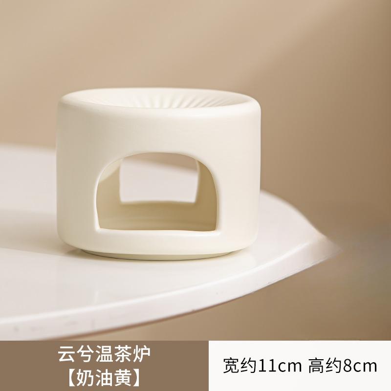 Exquisite Cream Yellow Ceramic Tea Pot Candle Heating Tea Warmer Base Tea Maker Baking Stove Boiling Water Kettle Furnace Holder