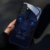 Blue Lion Cool Black Frame Glass Phone Case Suitable for Samsung GalaxyS26 S25 S24 S22 S21 S20FE Ultra Plus Anti Drop Back Cover