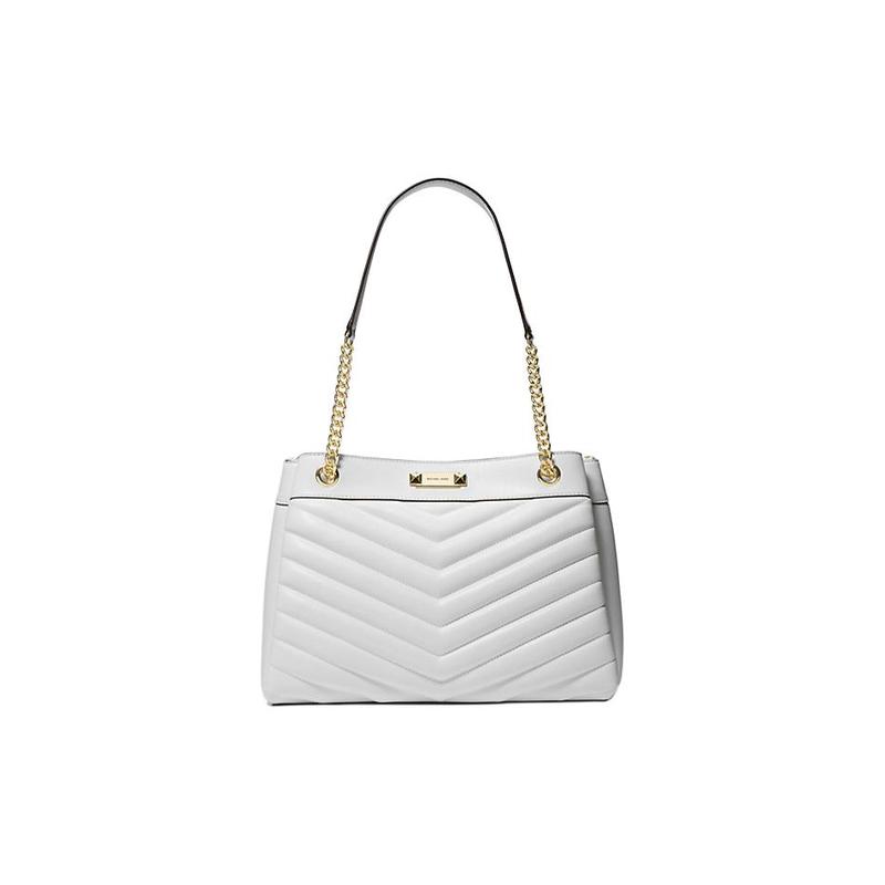 MICHAEL KORS Whitney Metal Brand Logo PU Handbag Medium Women s White золотой