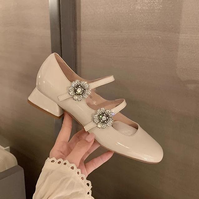 Huizhou Women's Shoes Yuanlitong French High Heels Women's High-end Square Head Mary Jane Shoes Thick Heels Children's Spring