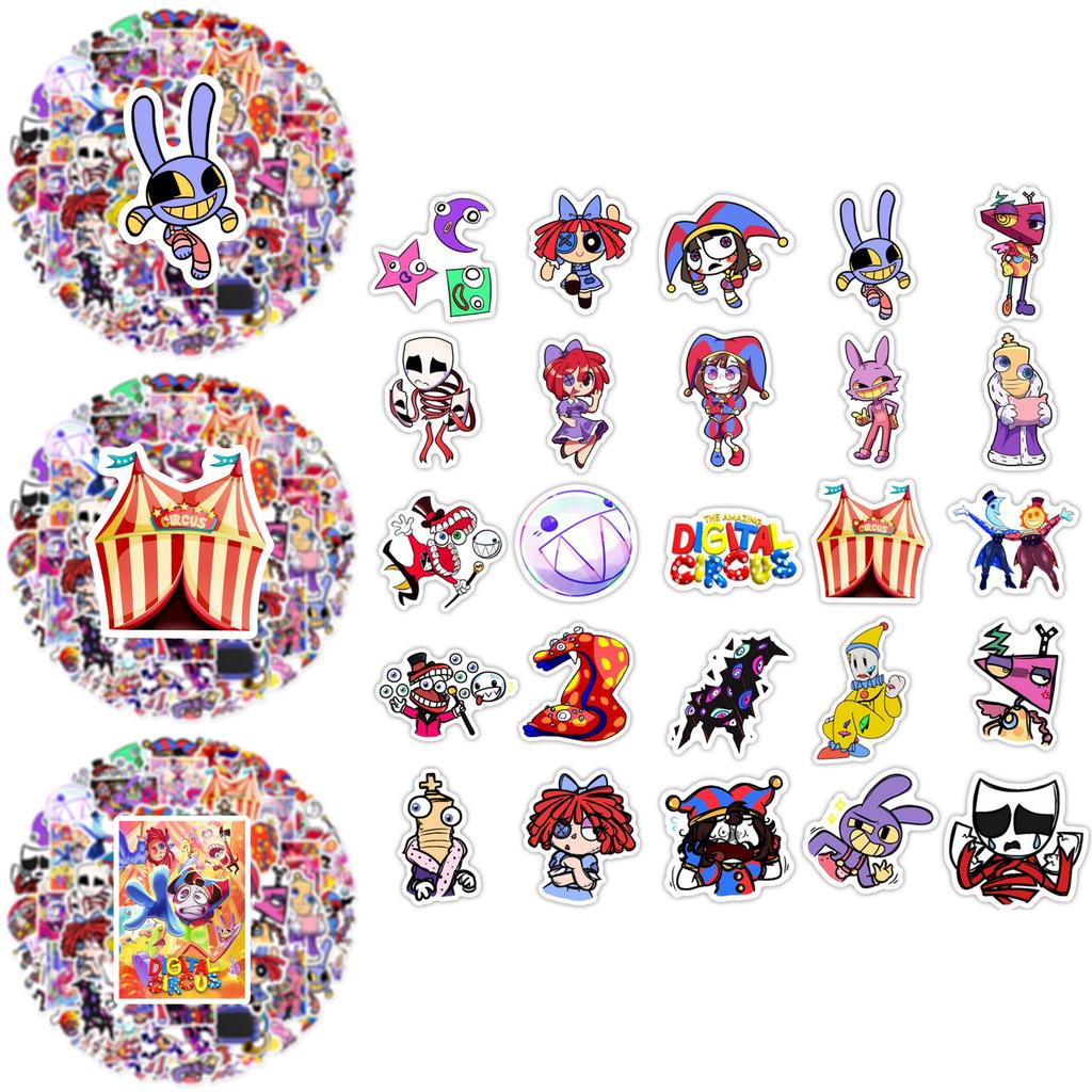 Colorful And Playful Digital Circus Stickers 60 Adhesive Stickers Assorted Shapes Perfect For Car Styling