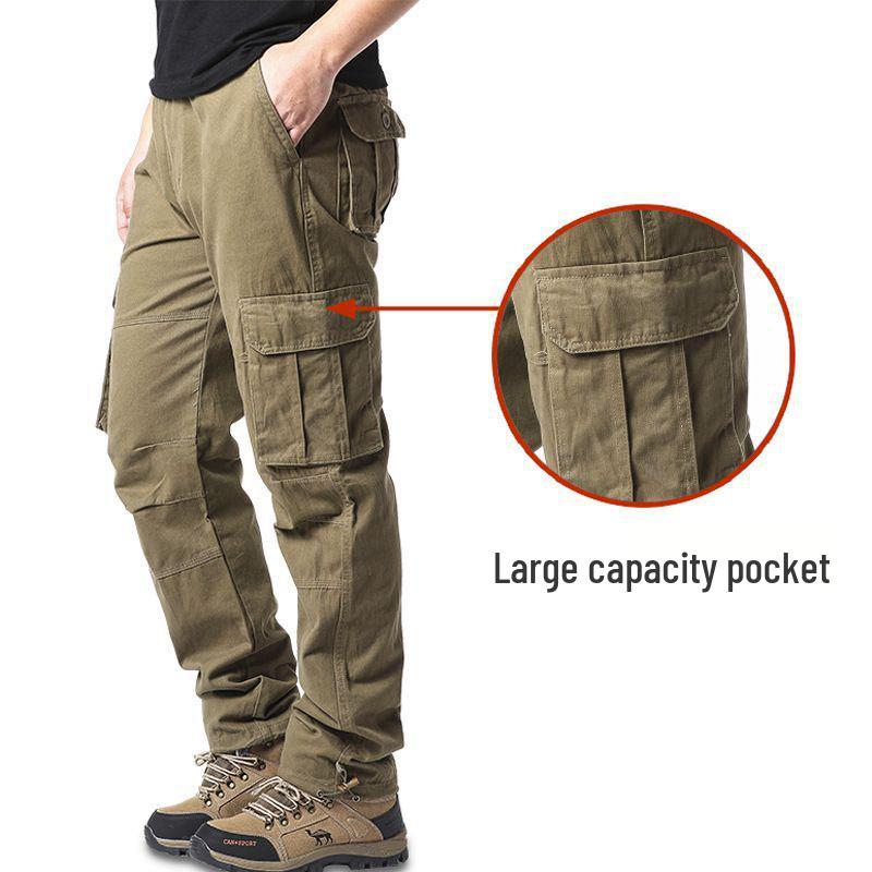 

Men s Pure Cotton Elastic Waist Cargo Pants - Outdoor Wear-Resistant Multi-Pocket Trousers XXL