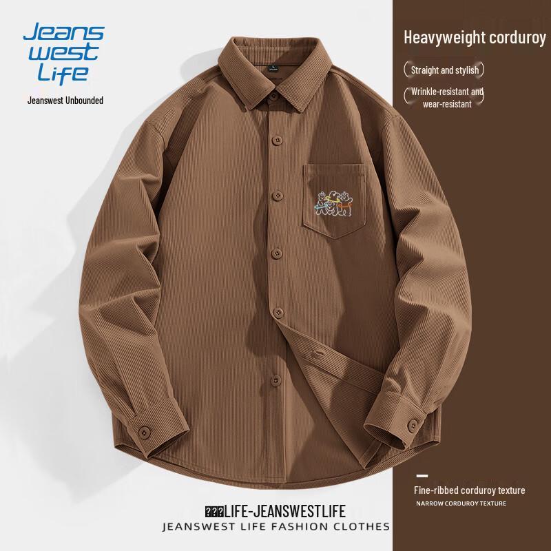 JEANSWEST LIFE Унисекс Японская Ретро Вельветовая Рубашка XL