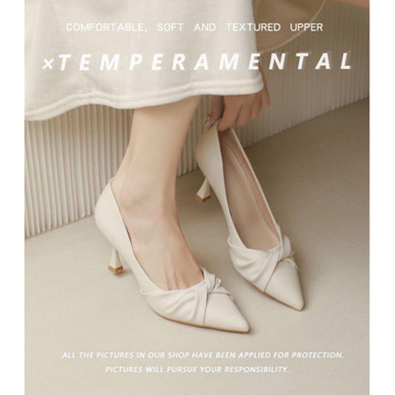 Internet Celebrity Super Soft Elegant High Single Shoes Wind Shu High Heels French Elegant Fairy Small