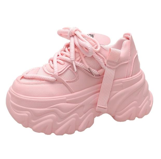 Fashion Thickened breathable mesh women's casual shoes wedge heel thick-soled shoes sports shoes 2024 spring and autumn fashion