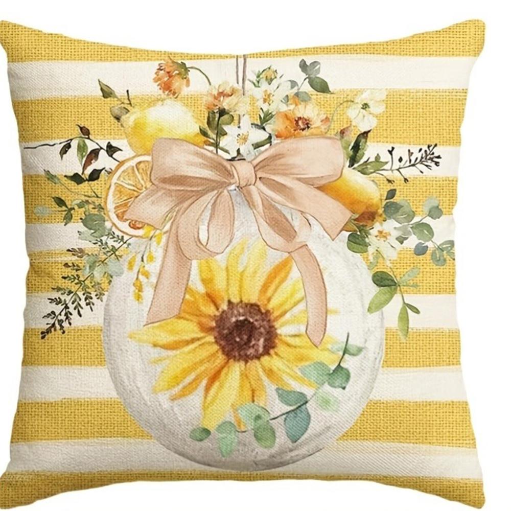 Sunflower Lemon Floral Pillow Cases - “Sunshine In My Soul” Bright DecorLiving Room Sofa Cushion Cover, Bedroom Room Decoration