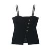 Zbzr Spring New Women Clothes Western Style Elegant Simple Sleeveless Slim Fit Button Sling Top 8324696