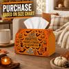 1pc Vintage Retro Spooky Tissue Box - Jack-O Lantern Bat Skull Typography Napkin Storage Box, Fits Rolls, Facial Tissues and Single Sheets, for Spooky